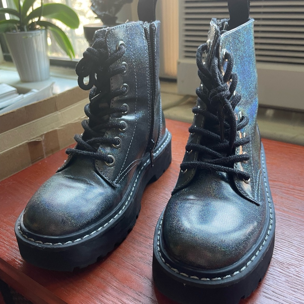 H&M Iridescent Combat Boots